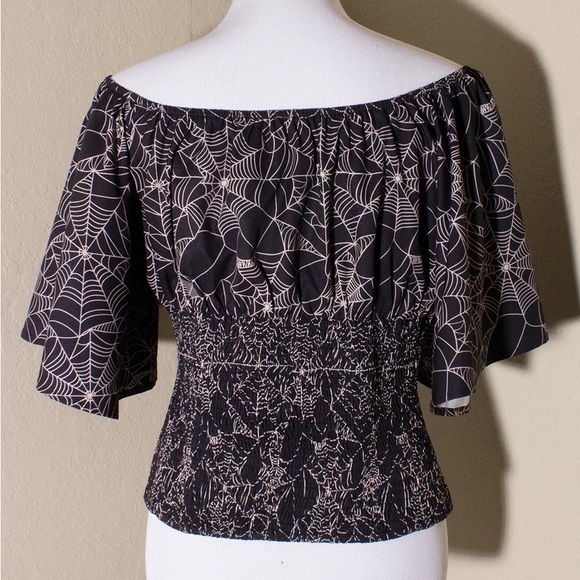 Cobweb CVLT Oblong Box Tangled Web Victoria Top Spiderweb Print BNWT - Picture 2 of 9